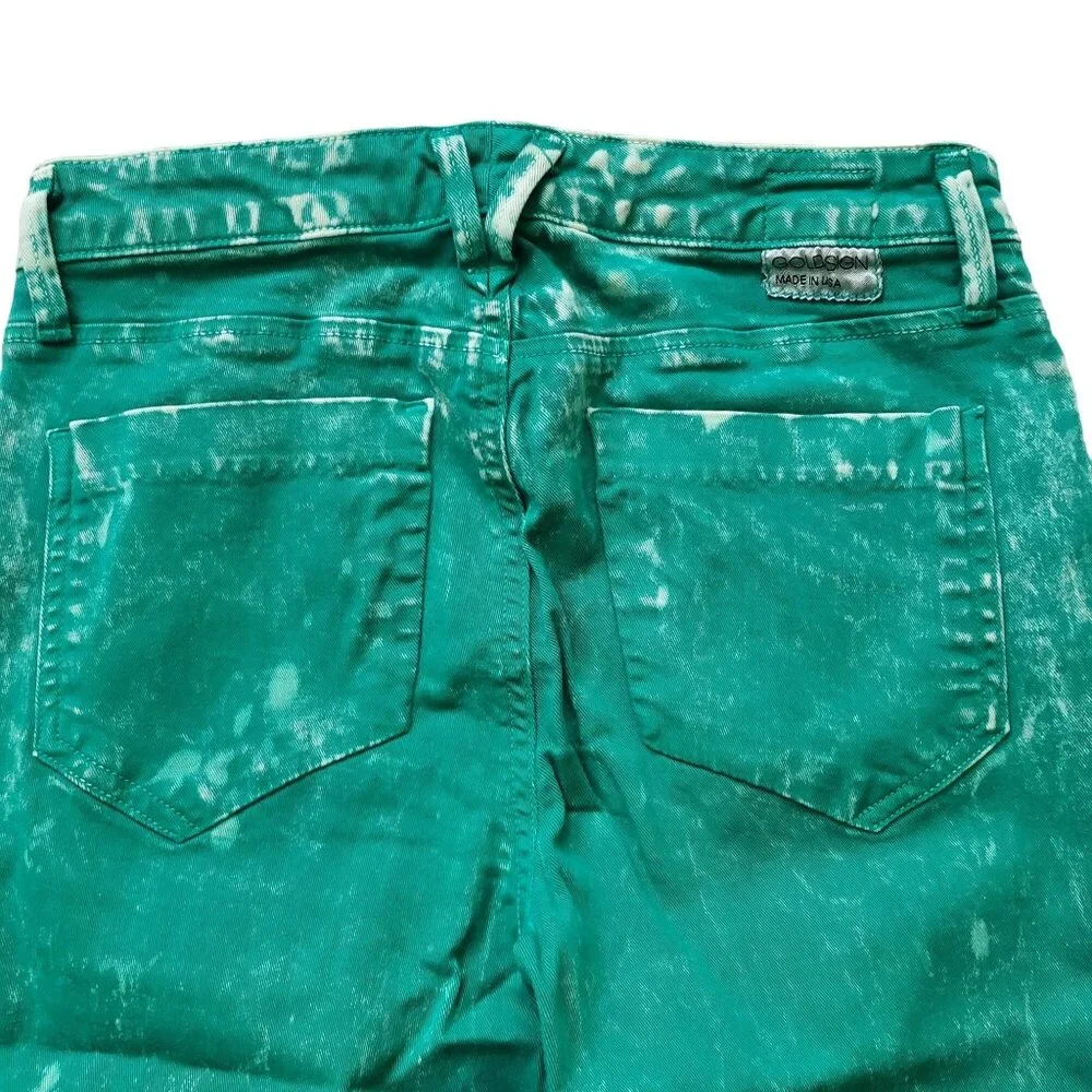 Goldsign Glam boyfriend ankle Bleached Green 5 pockets‎ denim Jeans Size 27 NWOT